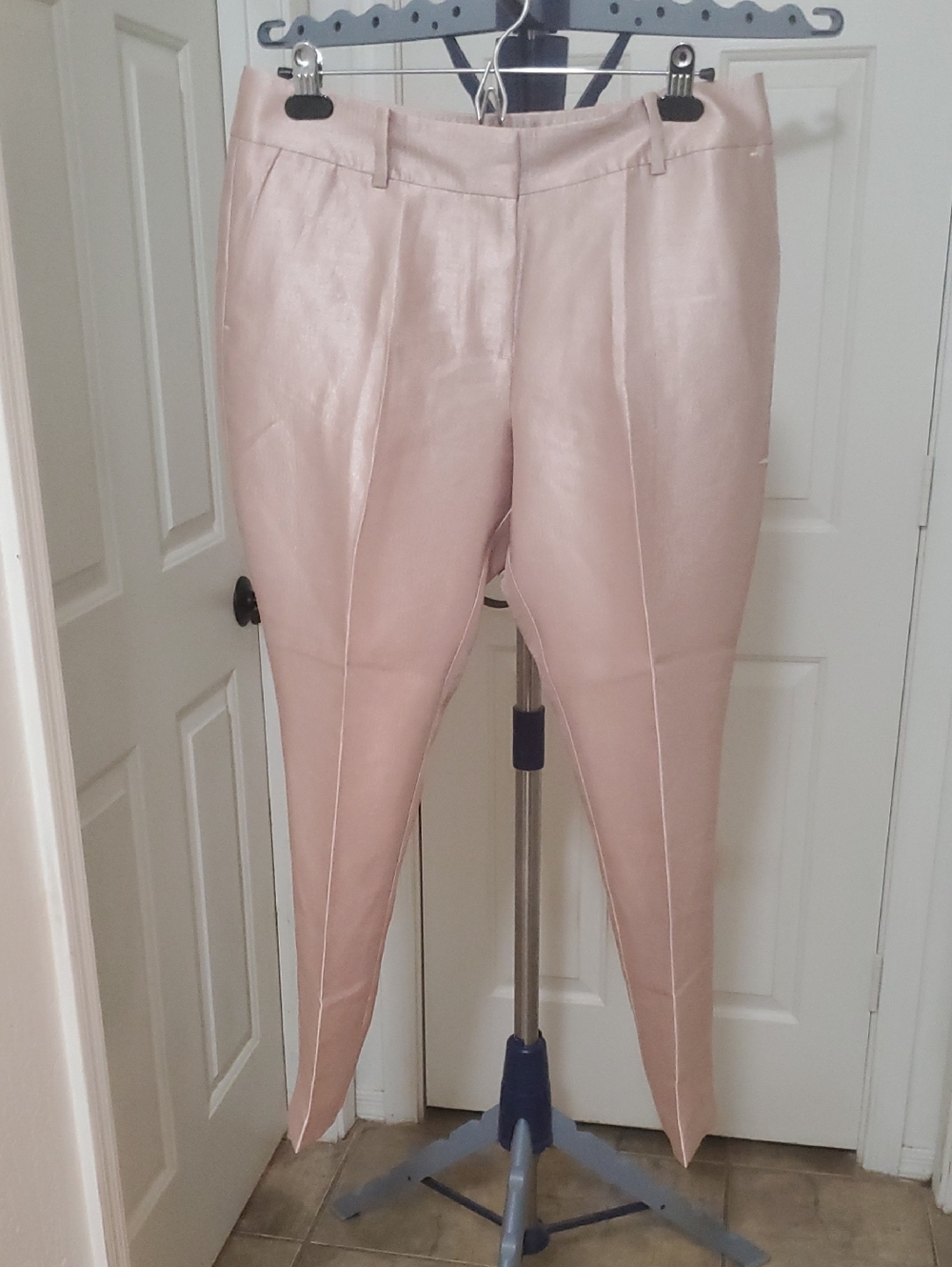 Ann Taylor Blush Pink Skinny Leather-Look Pants